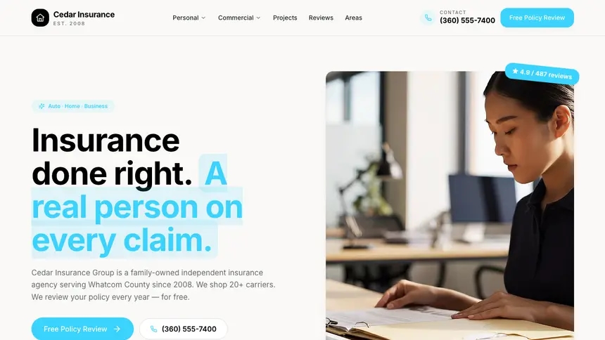 Insurance Crafted Neutral demo website thumbnail