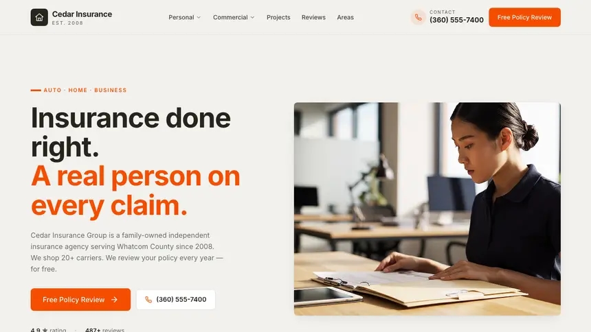 Insurance Focused Dark demo website thumbnail