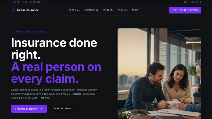 Insurance Deep Contrast demo website thumbnail