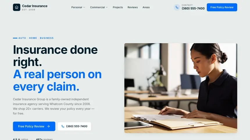 Insurance Fresh Green demo website thumbnail