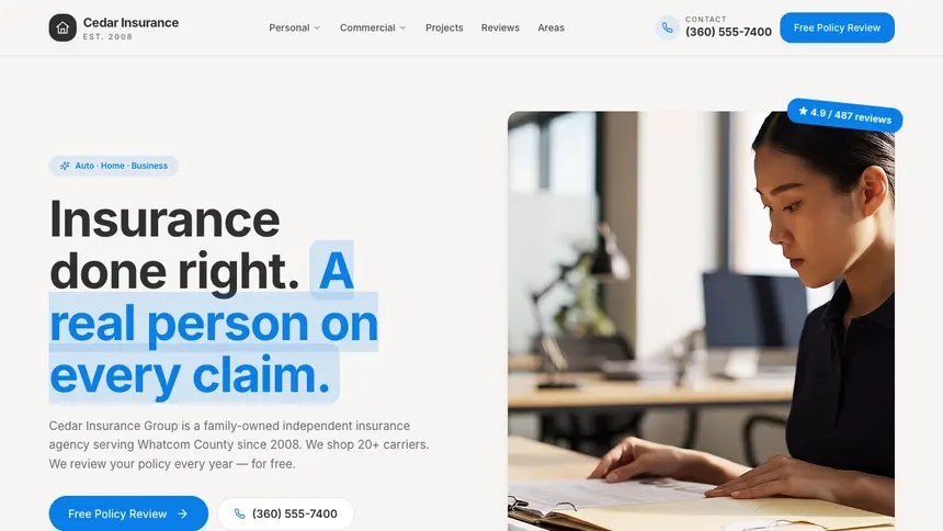 Insurance Clean Editorial demo website thumbnail