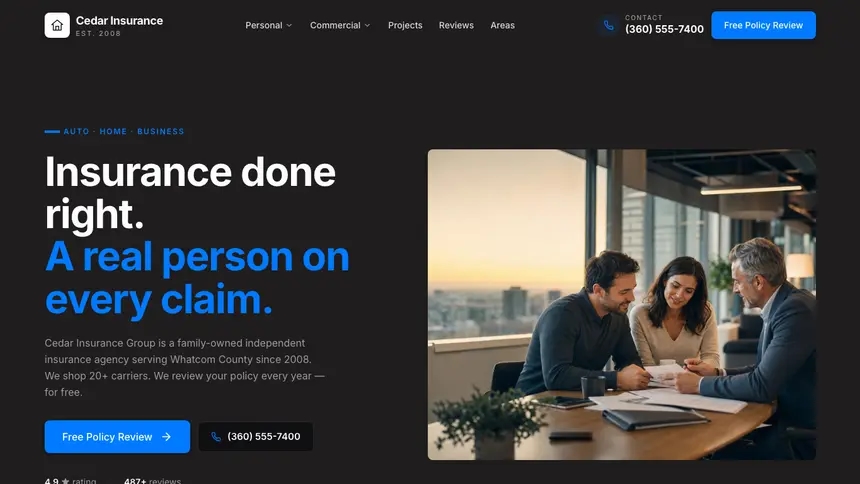 Insurance Developer Dark demo website thumbnail