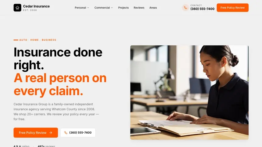 Insurance Minimal Mail demo website thumbnail
