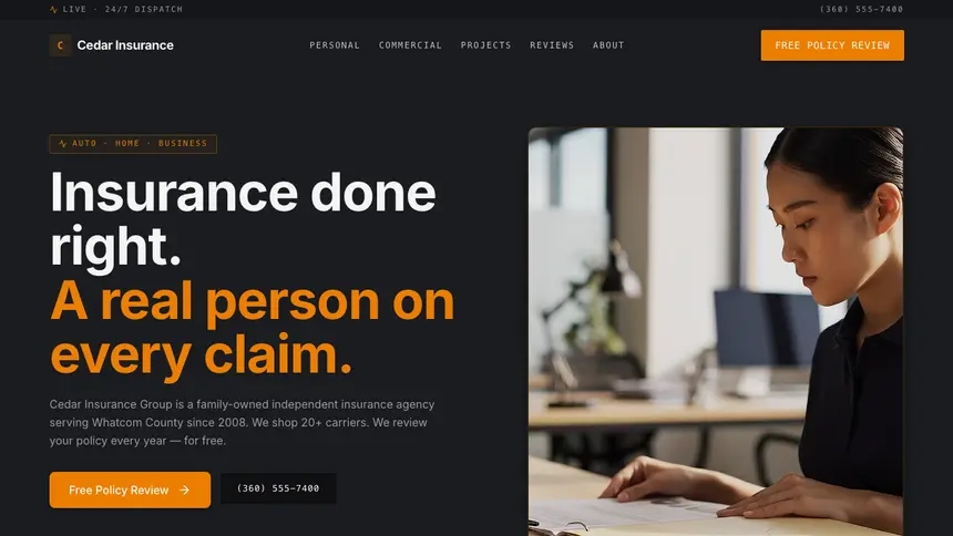 Insurance Modern Finance demo website thumbnail
