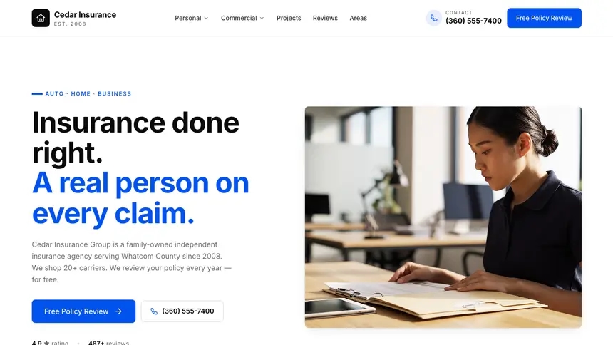 Insurance Editorial Content demo website thumbnail