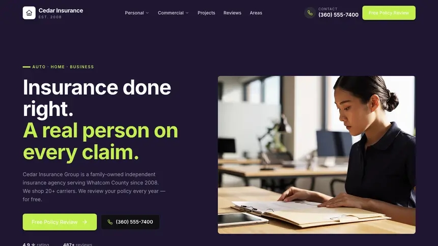 Insurance Focused Monitor demo website thumbnail