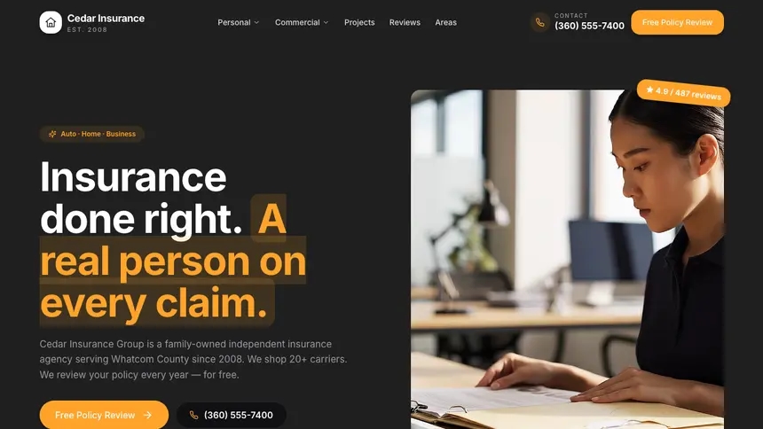 Insurance Vibrant Media demo website thumbnail
