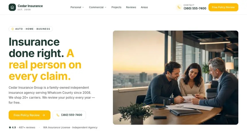 Insurance Warm Retail demo website thumbnail