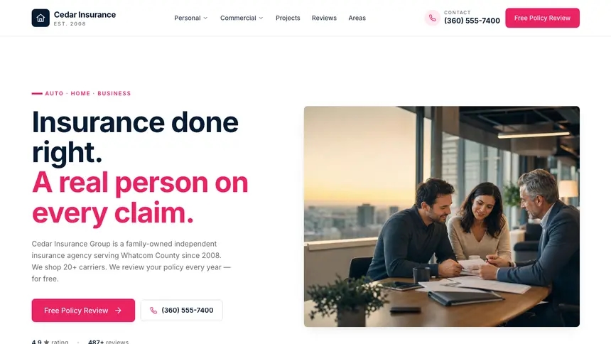 Insurance Polished Gradient demo website thumbnail