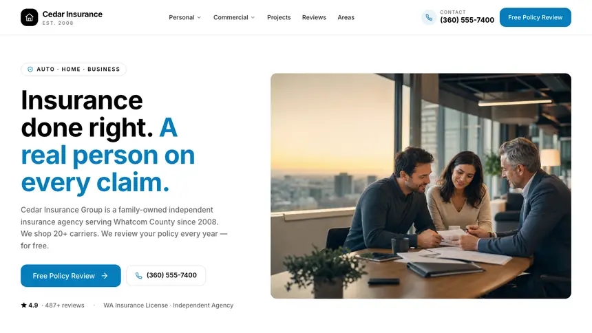 Insurance Editorial Bold demo website thumbnail