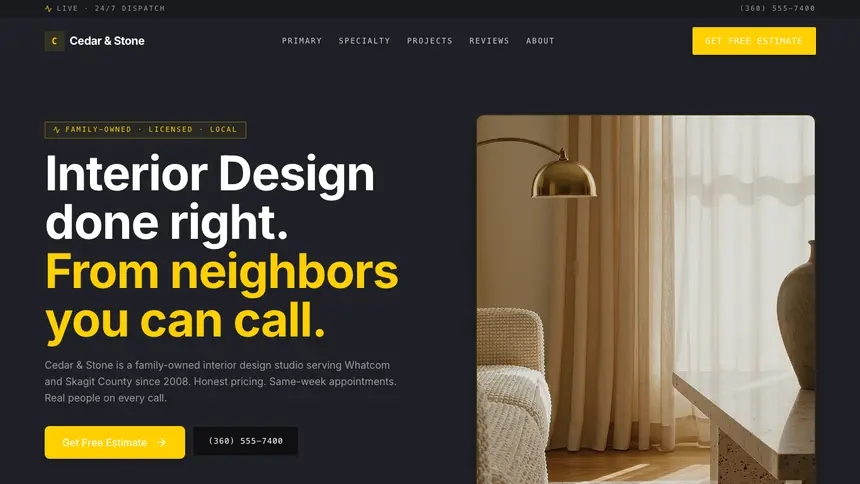Interior Design Bold Contrast demo website thumbnail
