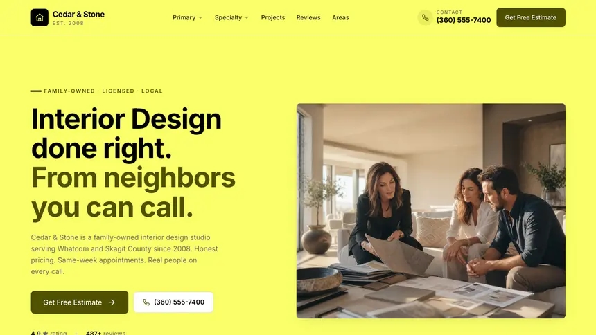Interior Design Data Clarity demo website thumbnail