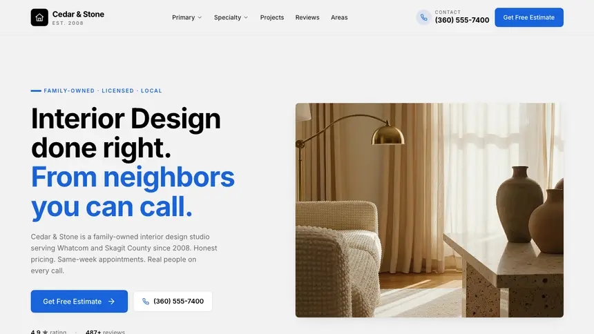 Interior Design Calm Professional demo website thumbnail