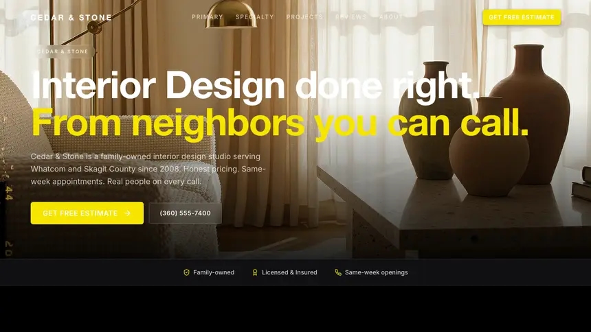 Interior Design Bold Performance demo website thumbnail