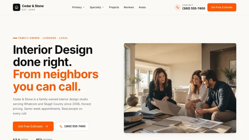 Interior Design Approachable Support demo website thumbnail