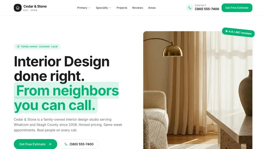 Interior Design Open Canvas demo website thumbnail