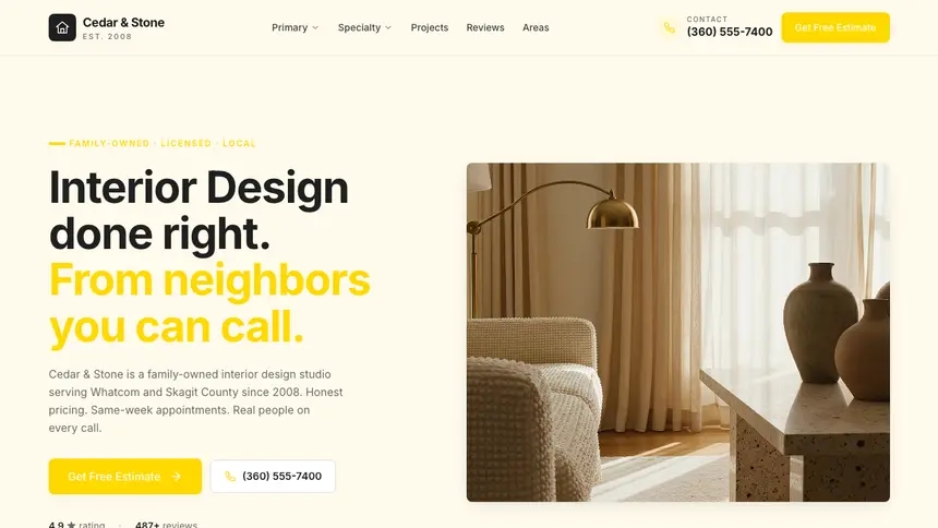 Interior Design Refined Tech demo website thumbnail