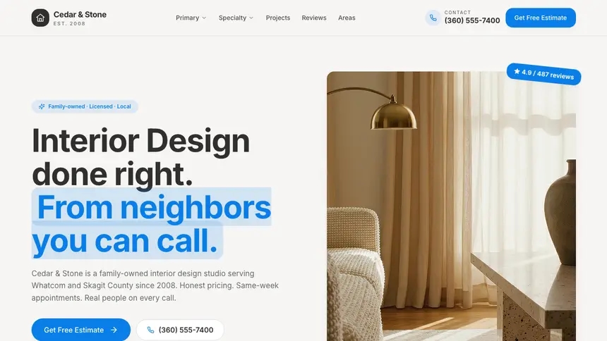 Interior Design Clean Editorial demo website thumbnail