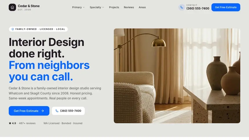 Interior Design Visual Discovery demo website thumbnail