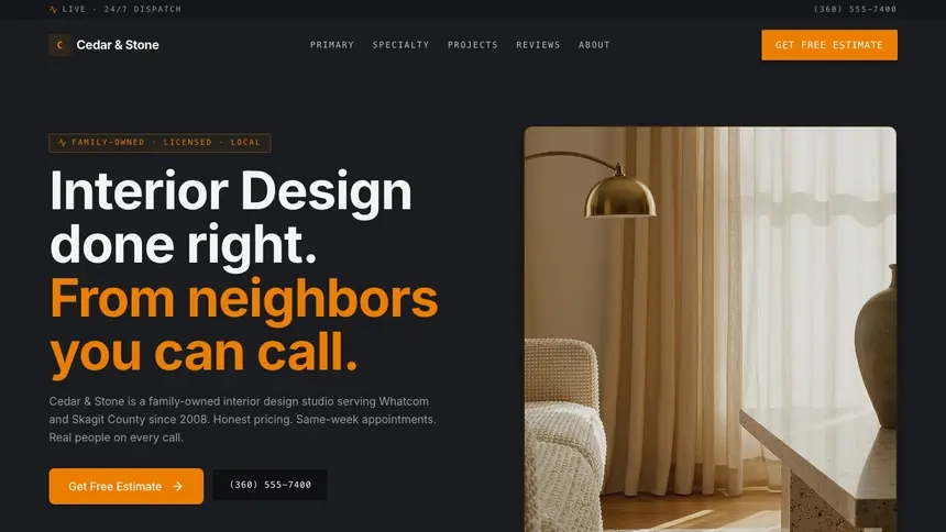 Interior Design Modern Finance demo website thumbnail