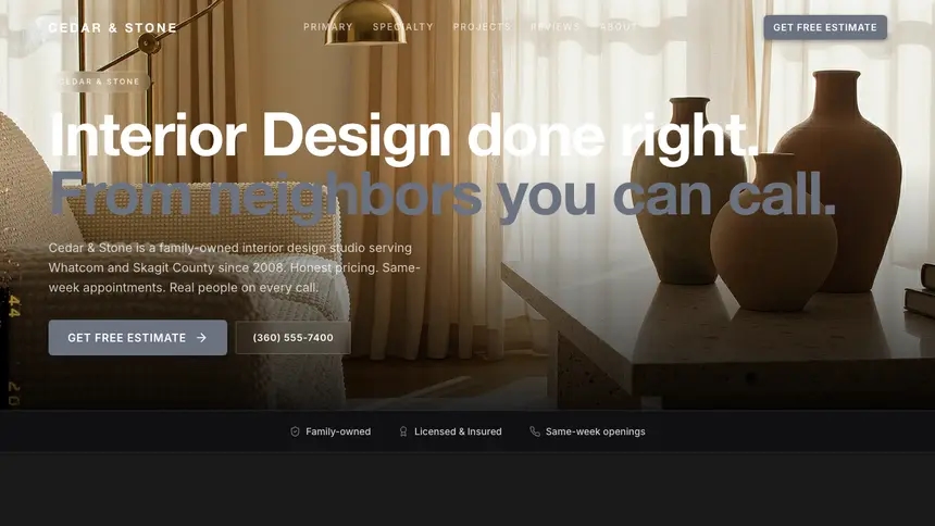 Interior Design Creative Studio demo website thumbnail