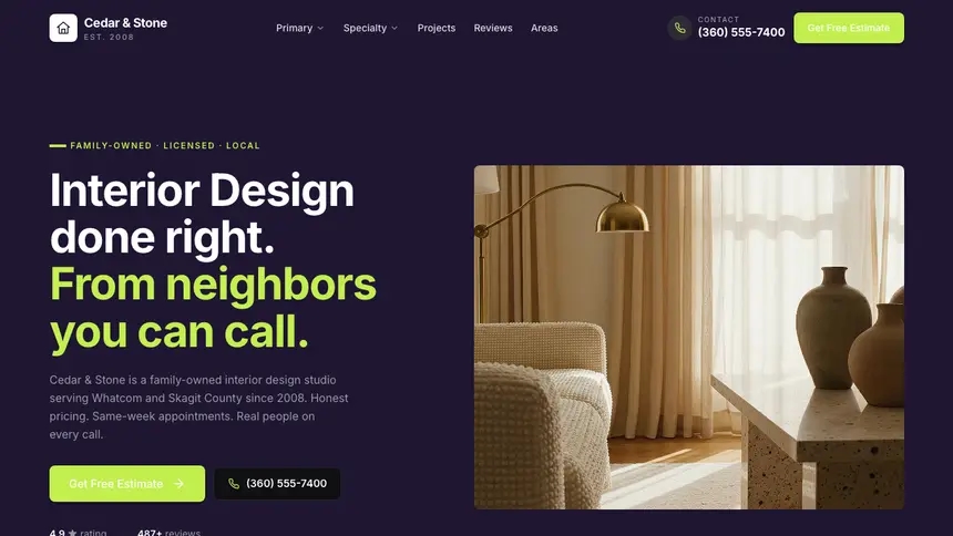 Interior Design Focused Monitor demo website thumbnail
