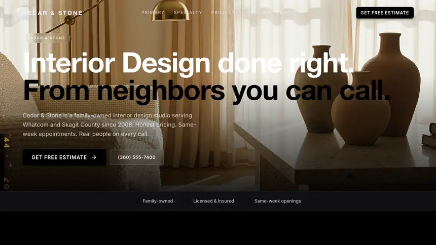 Interior Design High Contrast demo website thumbnail
