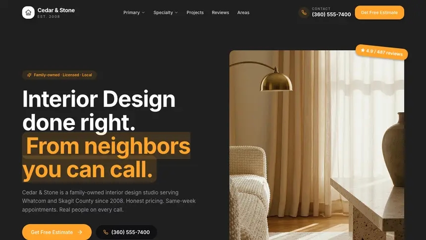 Interior Design Vibrant Media demo website thumbnail
