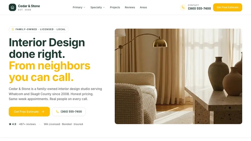 Interior Design Warm Retail demo website thumbnail