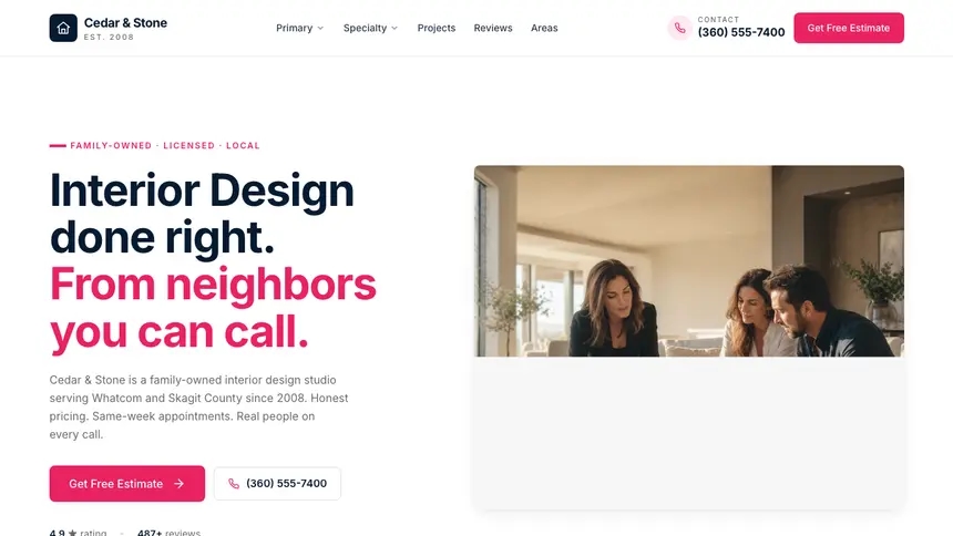 Interior Design Polished Gradient demo website thumbnail