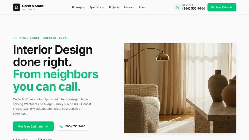 Interior Design Modern Green demo website thumbnail