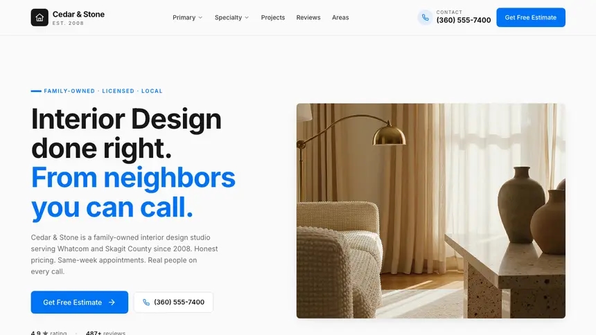 Interior Design Monochrome Modern demo website thumbnail