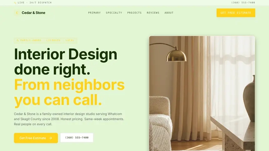 Interior Design Bright Finance demo website thumbnail