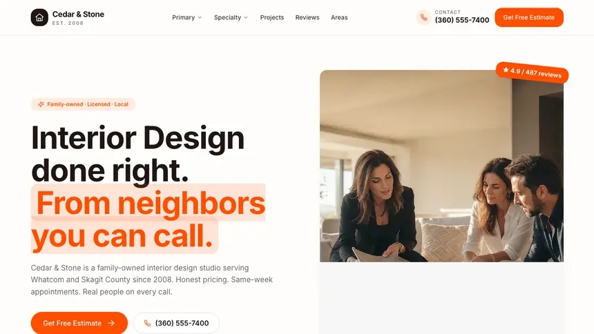 Interior Design Connected Workflow demo website thumbnail