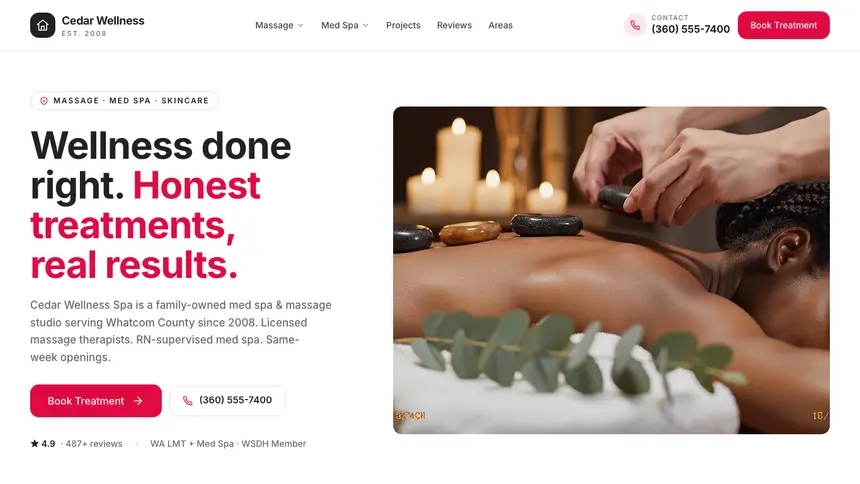 Massage & Med Spa Warm Hospitality demo website thumbnail