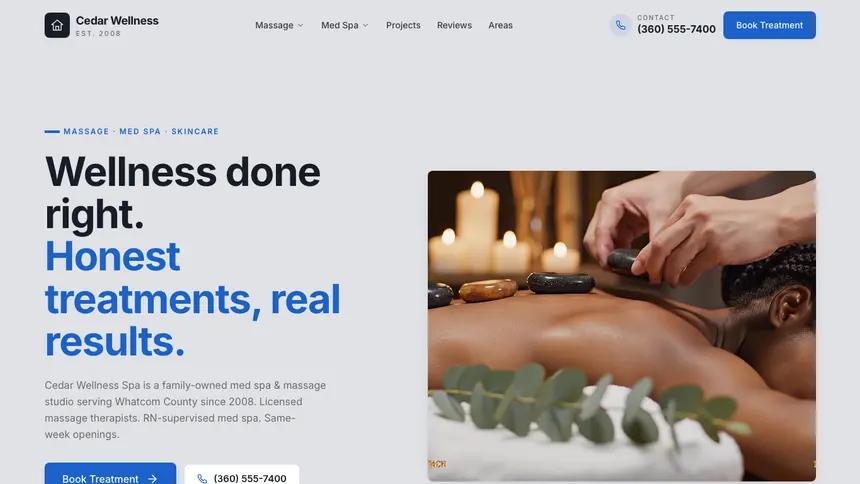 Massage & Med Spa Structured Grid demo website thumbnail