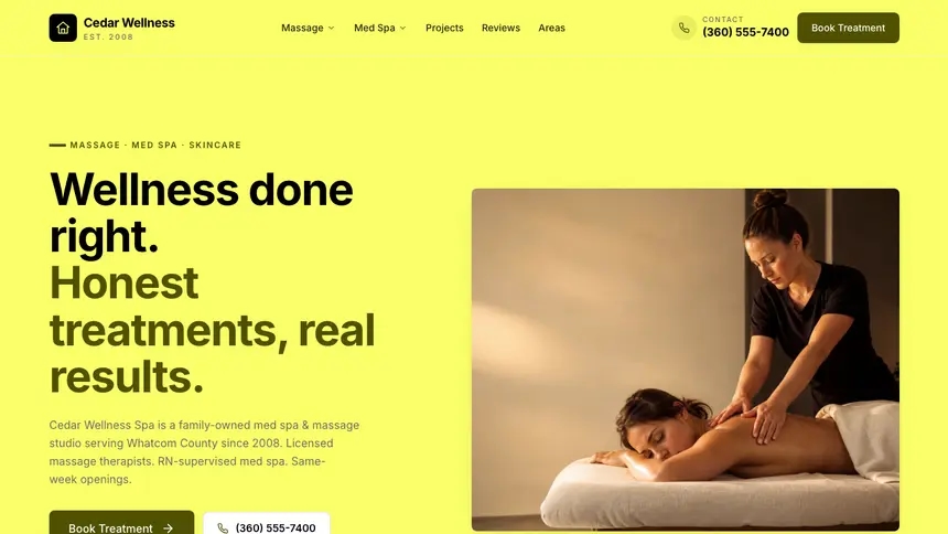 Massage & Med Spa Data Clarity demo website thumbnail