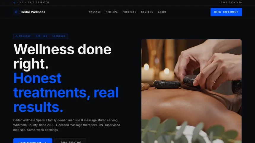 Massage & Med Spa Trusted Finance demo website thumbnail