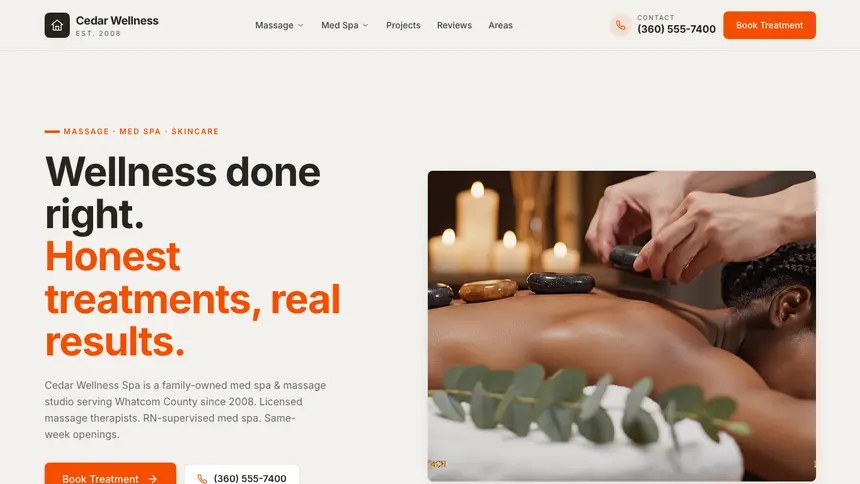 Massage & Med Spa Focused Dark demo website thumbnail
