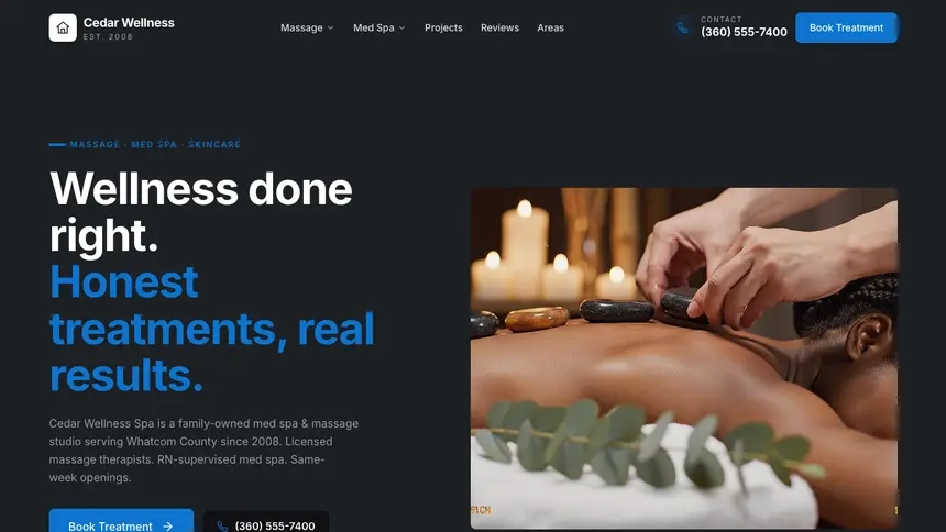 Massage & Med Spa Friendly App demo website thumbnail