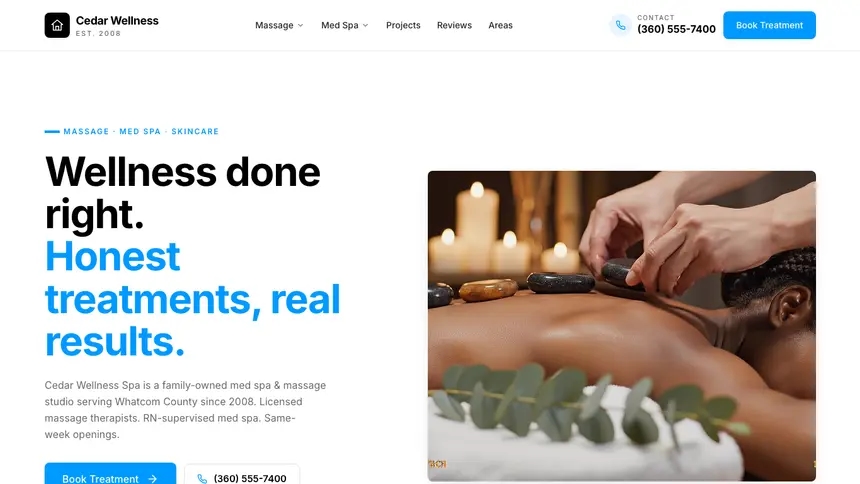 Massage & Med Spa Motion Forward demo website thumbnail