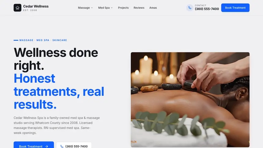 Massage & Med Spa Technical Trust demo website thumbnail