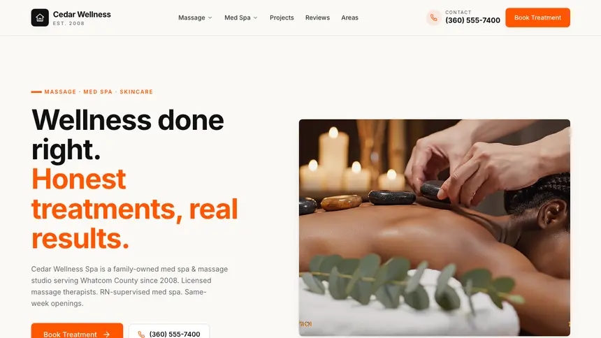 Massage & Med Spa Approachable Support demo website thumbnail