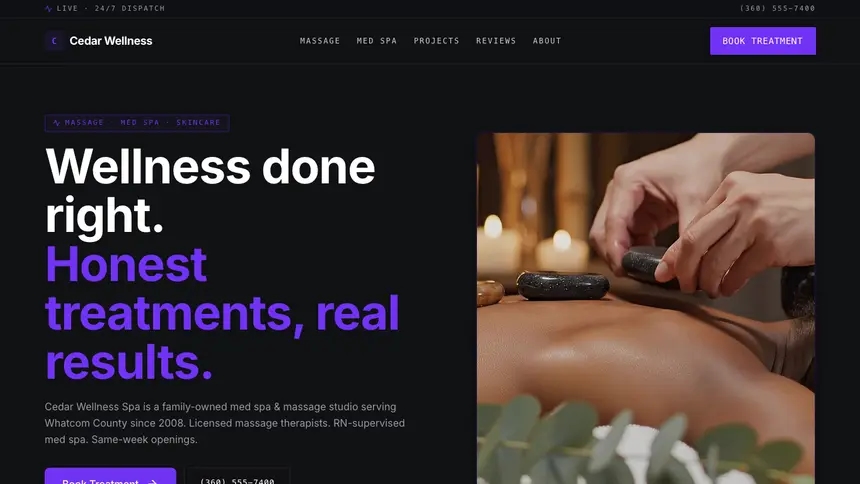 Massage & Med Spa Deep Contrast demo website thumbnail