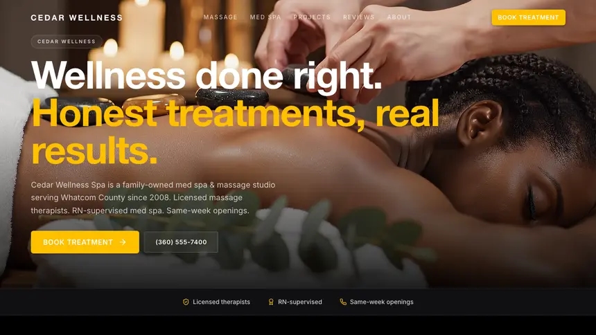 Massage & Med Spa High Impact demo website thumbnail