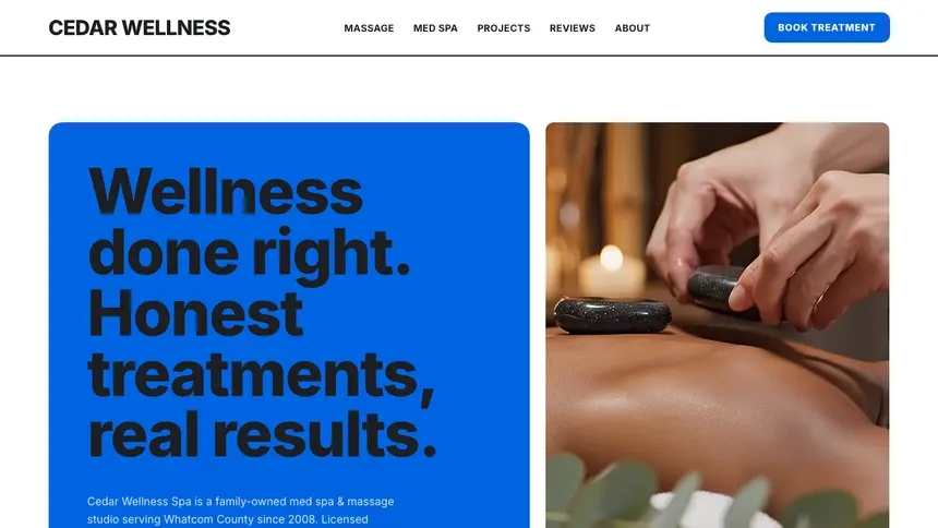 Massage & Med Spa Open Social demo website thumbnail