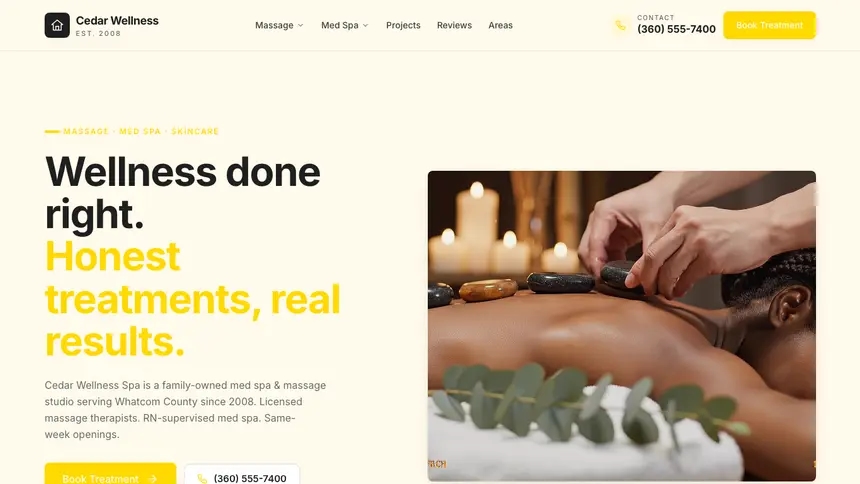 Massage & Med Spa Refined Tech demo website thumbnail