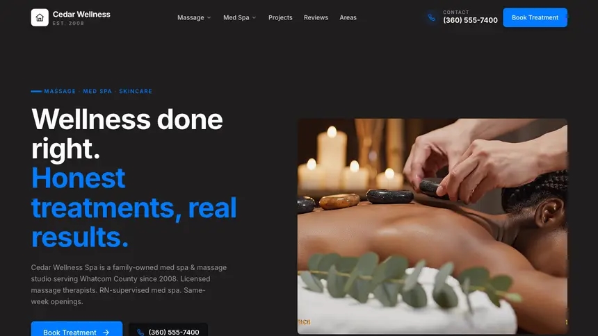 Massage & Med Spa Developer Dark demo website thumbnail