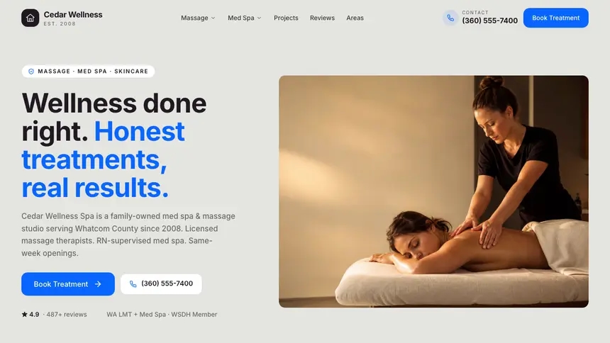 Massage & Med Spa Visual Discovery demo website thumbnail
