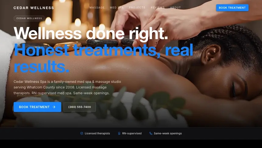 Massage & Med Spa Dynamic Bold demo website thumbnail